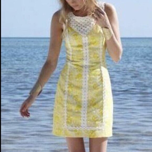 Lilly Pullitzer McFarlane Shift Dress Sunglow Yellow Style 84125 - Picture 6 of 15